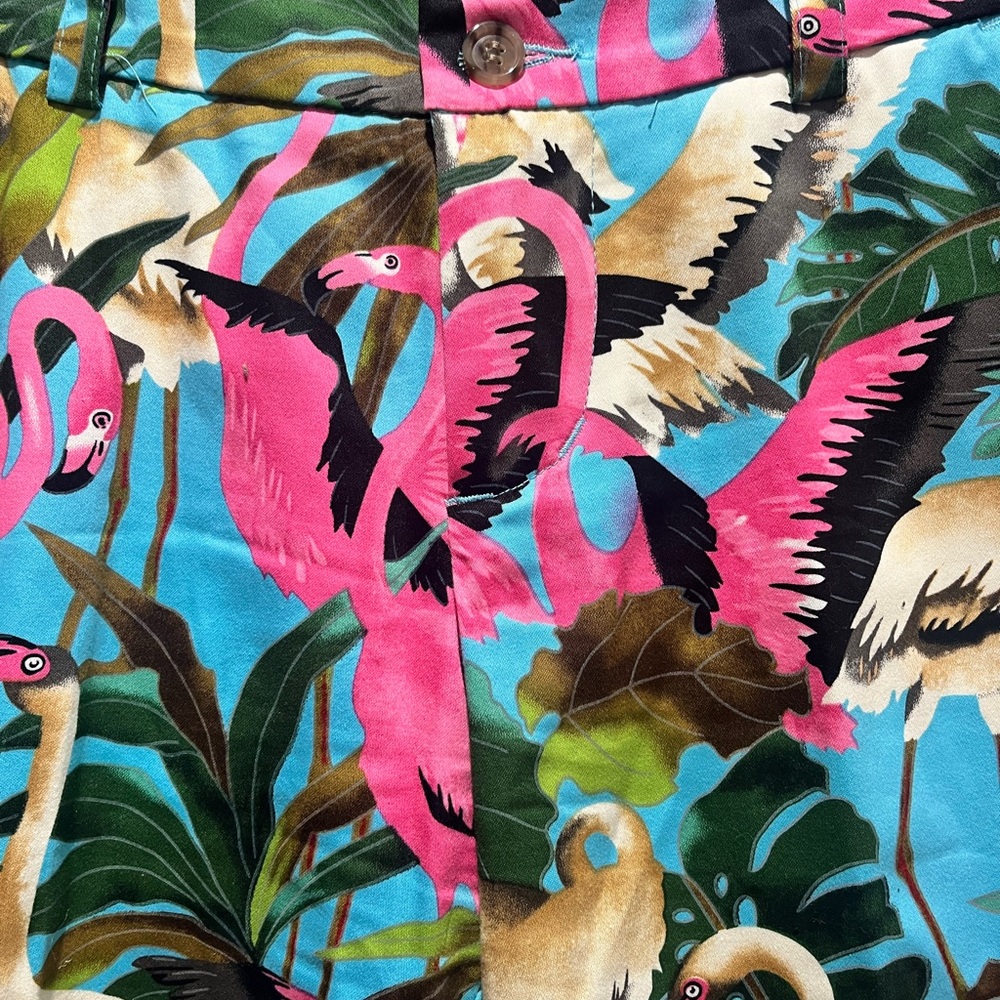 Women's Stretch‎ Loudmouth Golf Flamingo Print Capri Cropped Pants Size 4 - Picture 6 of 14